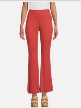 High-Waist Flared Pants in Rust Red